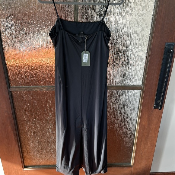 All Saints Charlie Black Midi Slip Dress stretch sleeveless removable straps 10 - Picture 6 of 11